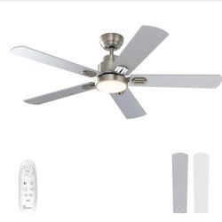 🔥 NEW IN BOX! 52" Indoor Ceiling Fan with Dimmable LED Light (Brushed Nickel) 🔥