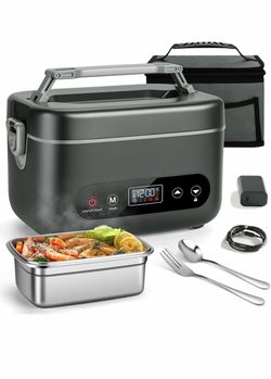 SSS THZDM Visita la Tienda 4.6 * * * ** (394) Lonchera eléctrica para hombres, lonchera térmica inalámbrica de 1.2 L, calentador de alimentos portátil