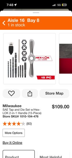 Milwaukee Tap And Die Set 15 Pc