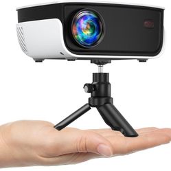 Mini Projector, NICPOW Portable Outdoor Movie Projector with Tripod, 1080P and 200" Supported Small Projector Compatible with TV Stick, Phone, PS5, HD