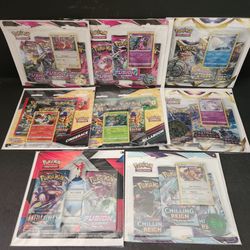 Pokemon Sword & Shield 3 Pack Blister Lot Crown Zenith Fusion Strike Brilliant Stars Eevee Glaceon