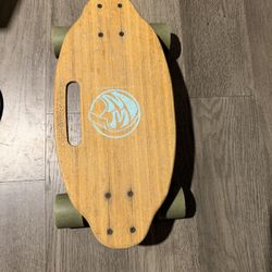 White Wave Mini Longboard Cruiser – Bamboo Deck