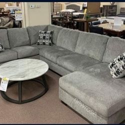 In Stock Available〽️Ballinasloe Platinum RAF Sectional With Chaise Ashley U Shape 