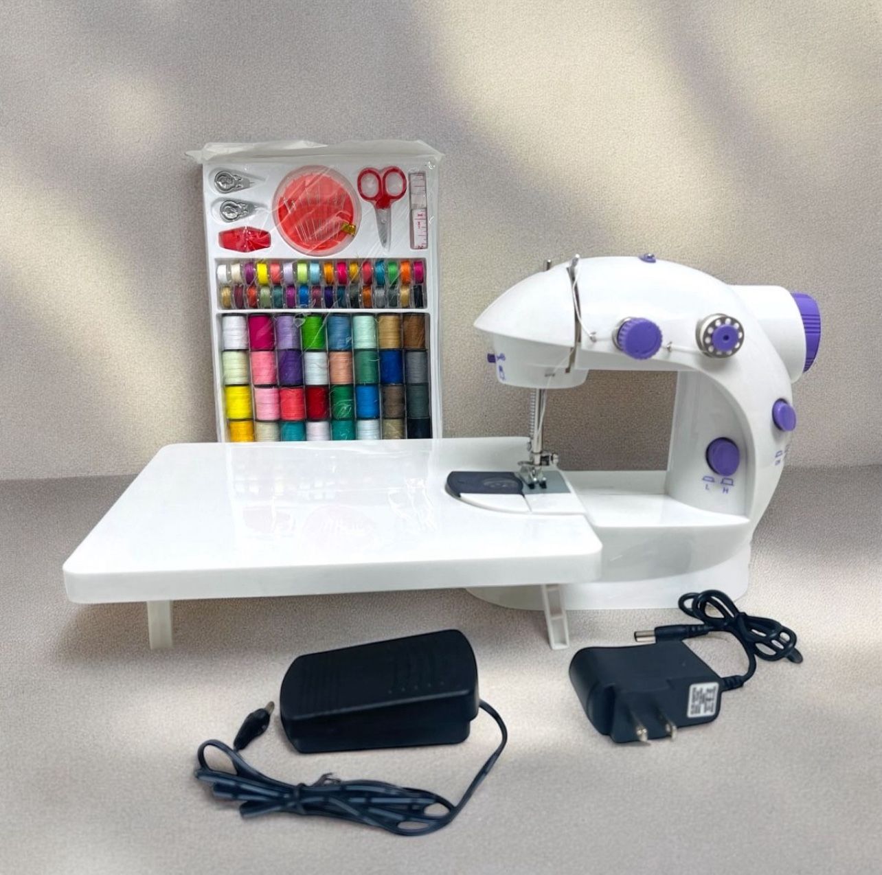 Mini 2-Speed Electric Sewing Machine Portable Desktop Handheld with LED Light & Electric pedal