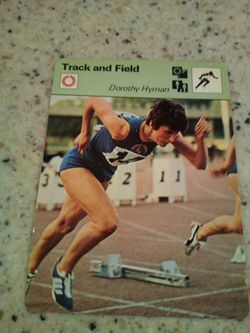 Vintage 1979 sportscaster track and field/ Dorothy Hyman/ the cudworth express/ Olympic collector card # 68-14