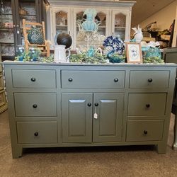 Newly Refinished Pewter Green 7 Drawer Dresser 