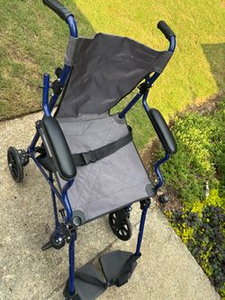 Blue Folding Transport Wheelchair NOVA