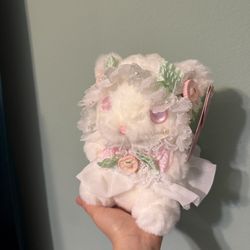 Cute Floral Bunny Plush Doll – Lace & Pastel Style