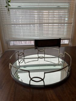 Allure Mirrored Decorative Tray – Gold Metal Coffee Table / Vanity 15”