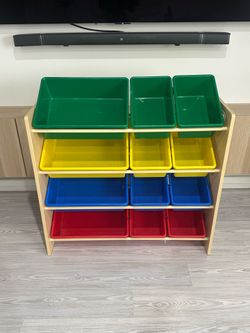 Kids’ toy shelf with bins / Classroom shelf