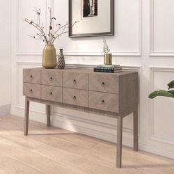 47” Modern Console Table with 4 Doors, Diamond Look Door Panel, Retro Sideboard Buffet Cabinet, Multi-use Sofa Table