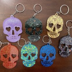 Glitter Skull Keychain