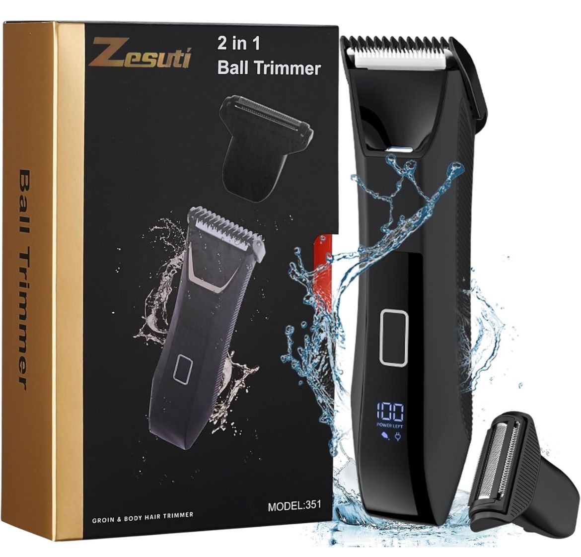New In Box Body&Groin Hair Trimmer for Men,Waterproof Dual-Head Ceramic Blade Trimmer&Foil Blades,Wet&Dry Men’s Ball Shavers Rechargeable with LCD Dis
