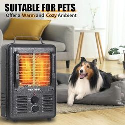 New VENTISOL Electric Space Heater For Indoor Use With Adjustable Thermostat, 3 Heat Settings 1300W/1500W Portable Fast Heater, Tip-over and Overheat 