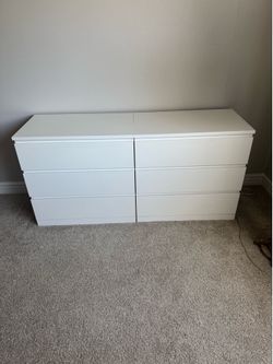White dresser set of 2 Malm IKEA 3 drawers each