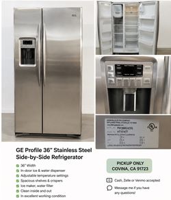 GE Profile 36" Stainless Side-by-Side Refrigerator with Ice & Water