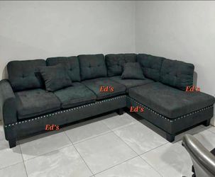 Dark Gray Sectional Sofa with Chaise
