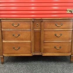Vintage Mid Century Modern Wood Dresser With Mirror - Will Deliver