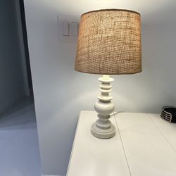 Farmhouse Table Lamp 19X11, White Resin Base & Linen Fabric Shade - Weston 33326