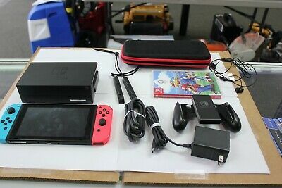 Nintendo Switch 32GB Gray Console with Neon Red and Neon Blue Joy-Con Bundle