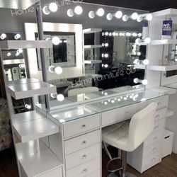 Gorgeous Vanity Set Hollywood Frameless Mirror LED Lights Makeup Table✨Brand New 