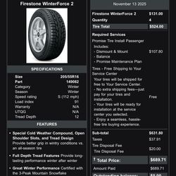 Four Partially Used, but still New, Studded Winter Tires