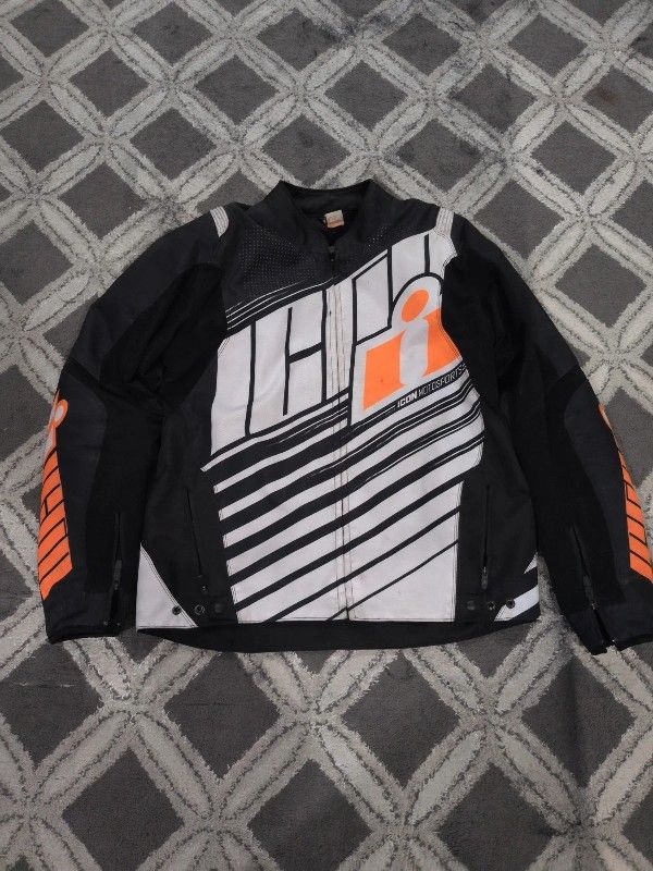 ICON Overlord SB2 Jacket Orange/White XXl Motorcycle Jacket