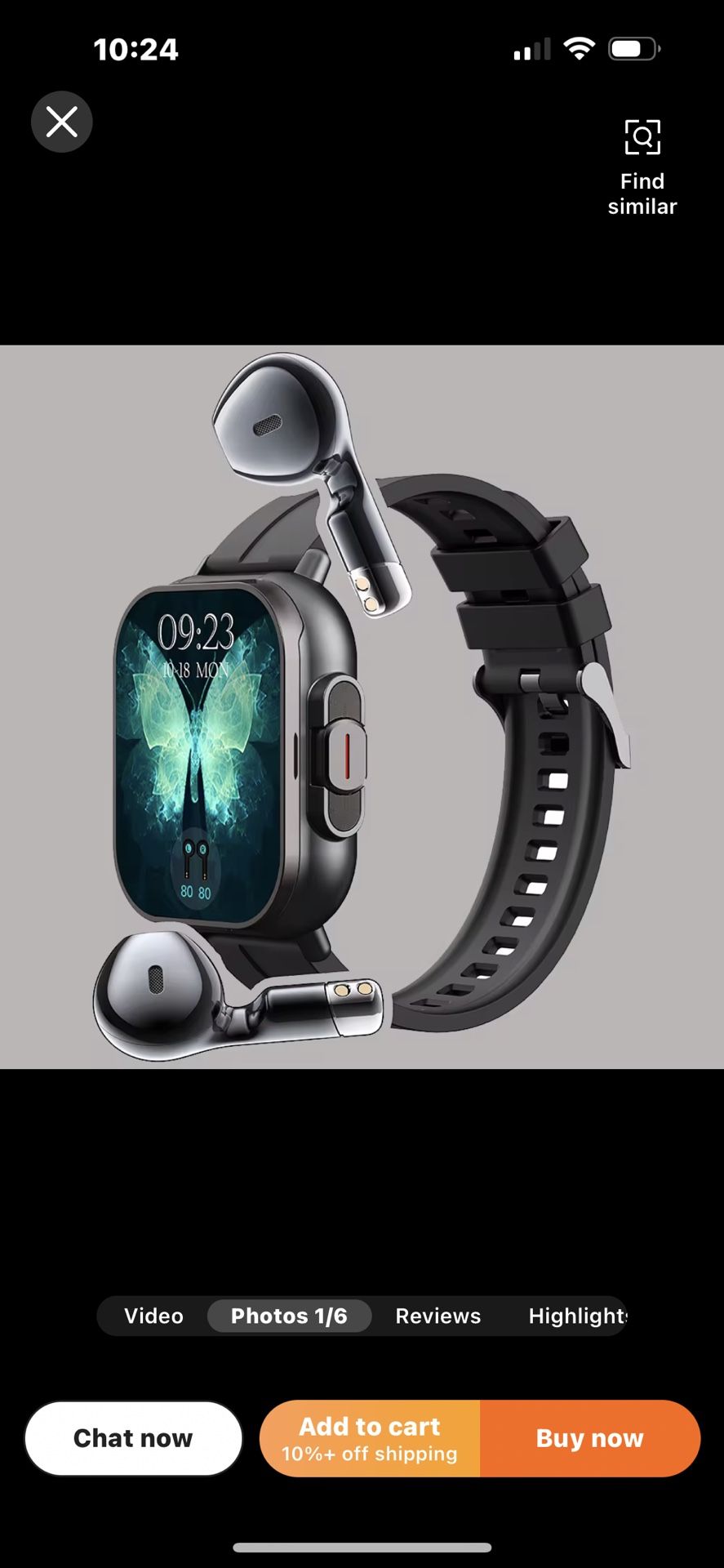 Smart Watch With Ear Buds