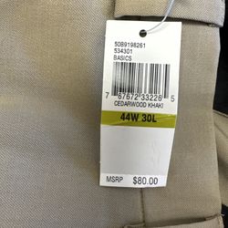 Van Heusen Mens Pants New 44x30 Khaki NWT