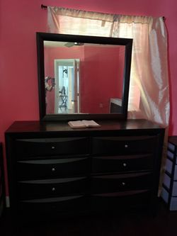 Dark Wood Dresser with Mirror