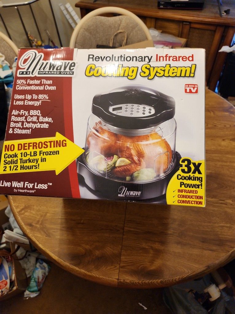 Nuwave Pro Infrared Oven- Air-Fry, BBQ, Roast, Grill, Bake, Broil, Dehydrate & Steam- No defrosting needed. Cooks a 10 LB frozen turkey in 2 1/2.hours