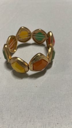 Gold-Tone Multicolor Stone Stretch Bracelet