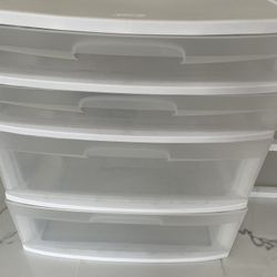 4 Drawers Plastic Storage Drawers Container Organizer