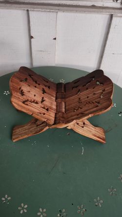 Vintage Wooden Hand Carved Book Holder