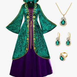 Adult Witch Cosplay Green Robe (Winfred Sanderson From Hocus Pocus) 