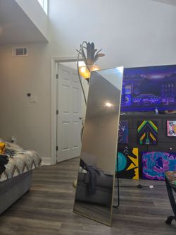 Standing Mirror-Gold Trim