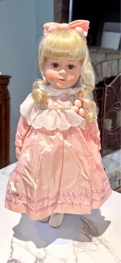 Vintage 1990s "Lena Lydia" Porcelain Collector Doll 17” with Original Tag & Custom Cover