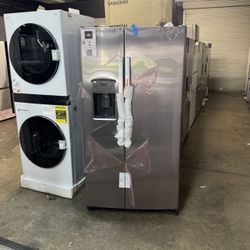 GE - 25.3 Cu Ft Side By Side Refrigerator With Water Dispenser And Icemaker In Stainless Steel  ❤️