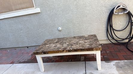 Marble Top Coffee Table White Legs