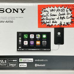 Sony XAV-AX150 6.95” Touch Screen Double Din AV Receiver W/ Apple CarPlay & Android Auto New 