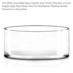 Wide Cylinder Clear Glass Vase