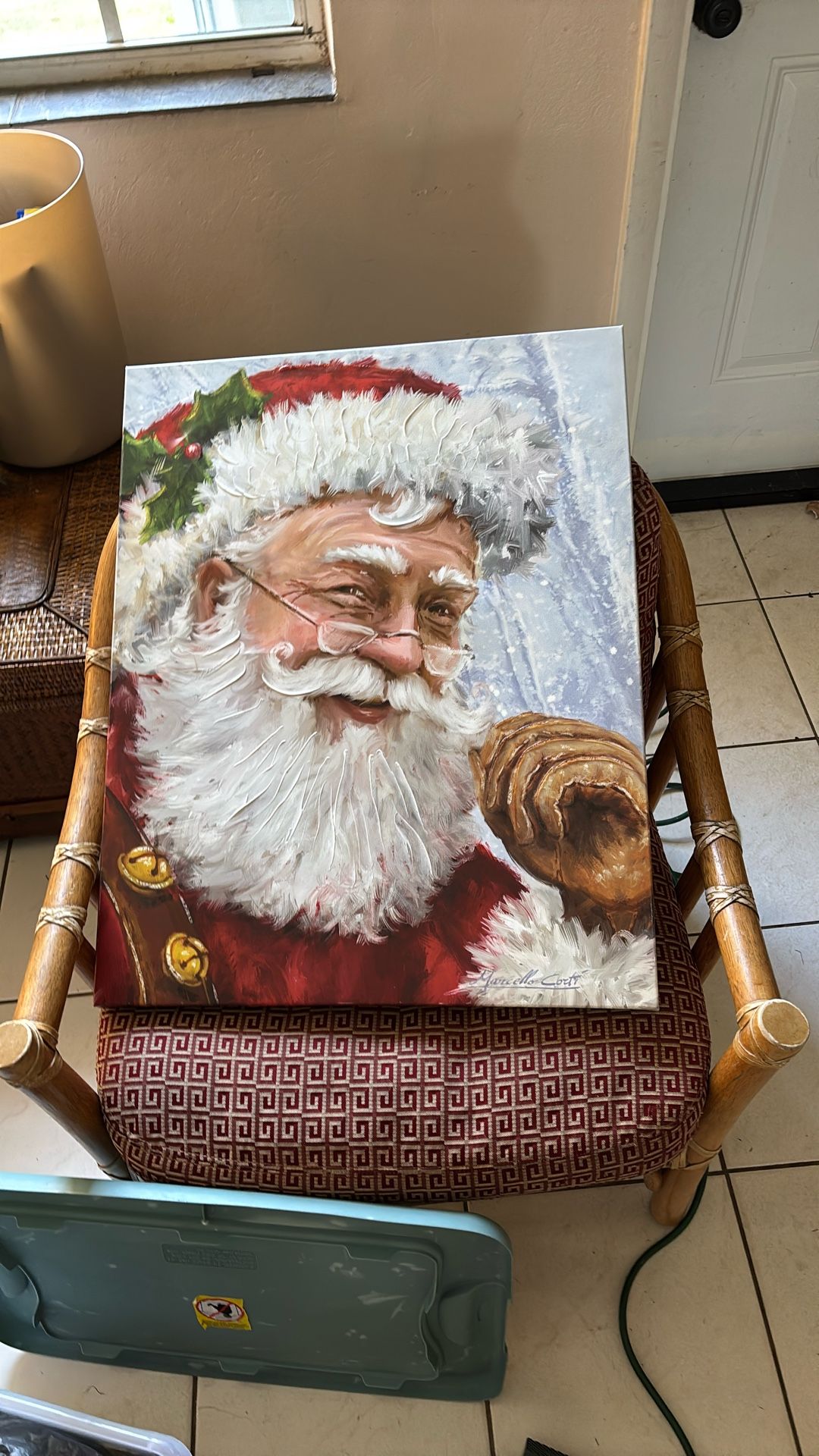 Oil Canvas, Santa Claus Picture 28” H, 22” W  
