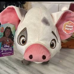 New Disney Princess Moana Walk & Snort Pua Plush