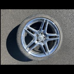 1 — 225/40r18 5x112 5x4.41 Stock Mercedes Benz AMG Chrome C350 C300 E350 Wheel Rim Tire!