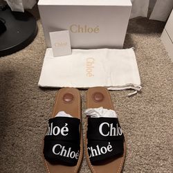 Chloe Woody Black Sandals - size 39/8