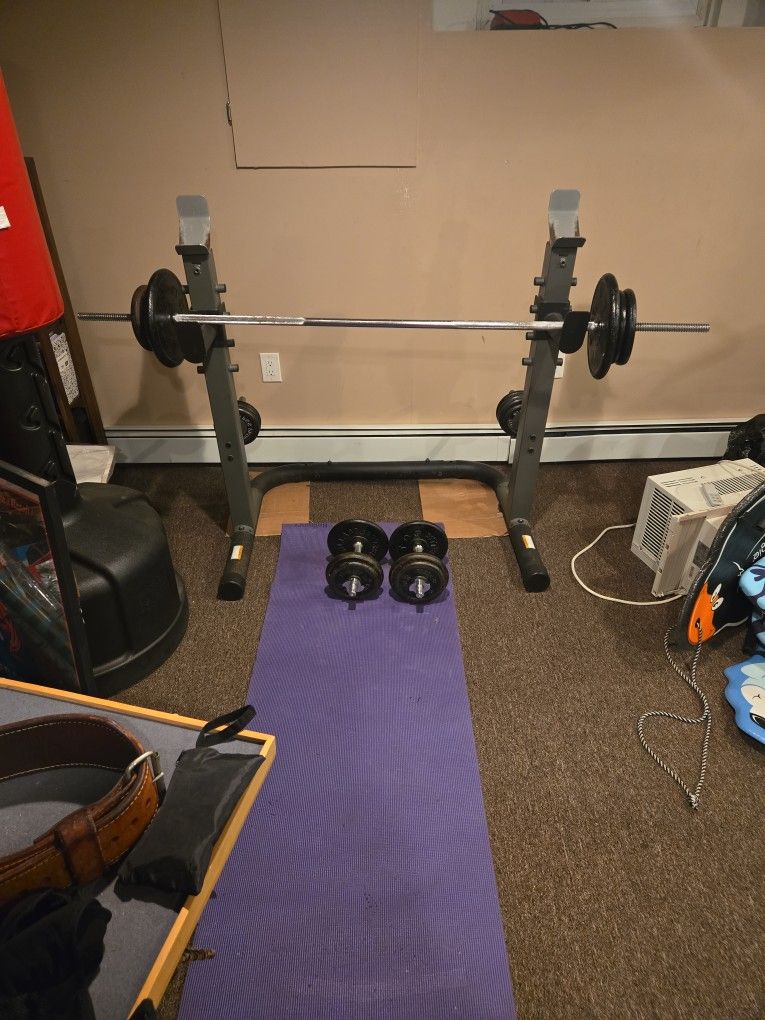 Barbell & Dumbells With 180 LB + Plates