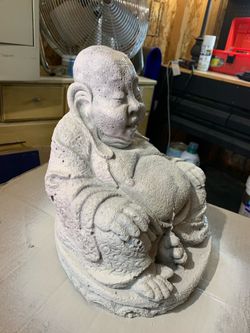 Large Concrete Buddha Garden Statue 10 w 12 h heavy