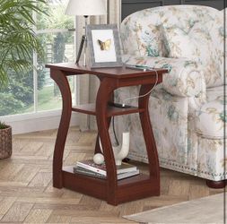 New Wood 3-Tier End Table with USB Charging