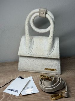 JACQUEMUS Le Chiquito Noeud Mini Bag in Off-White Canvas