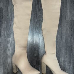 Thigh High Beige Boots 6.5 